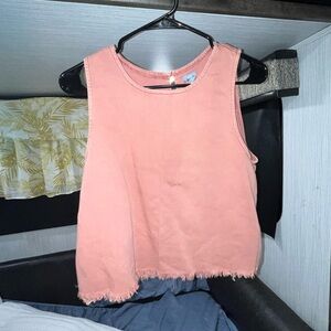 Aerie Pink frayed Crop Tank Top